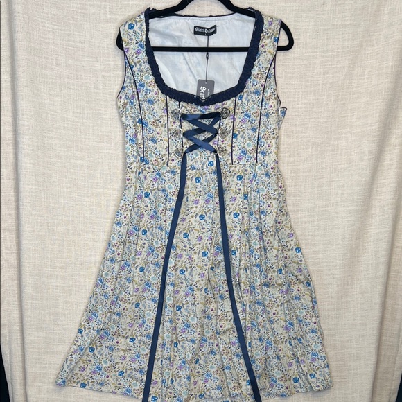 Scarlet Darkness | Dresses | Cottage Gore Trad Blue Floral Laceup Mini ...